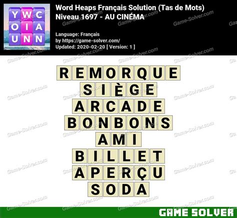 Solution Wordalot Niveau 1697 .